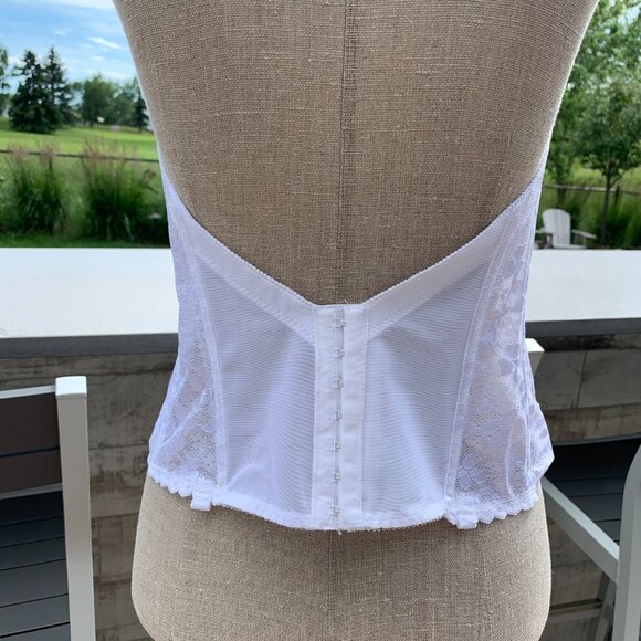 Vintage Union Made Carnival White Sheer Lace Boned Corset Bustier Lingerie - Picture 6 of 14